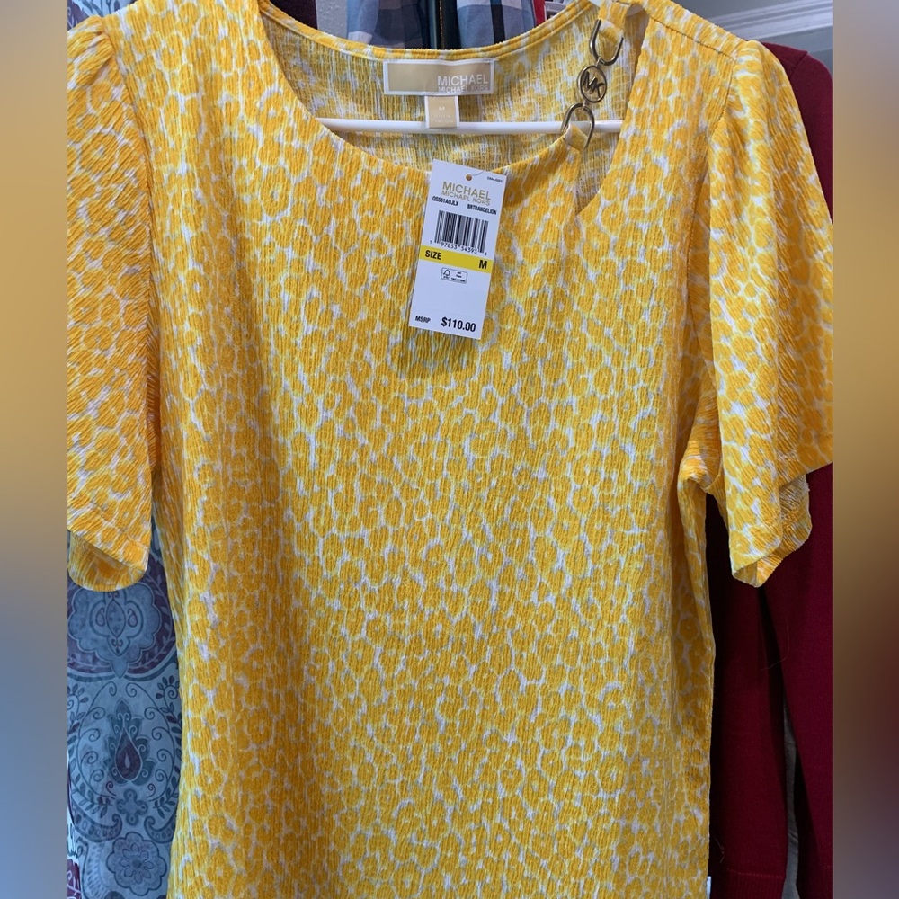 Michael Kors Vibrant Yellow Print Blouse